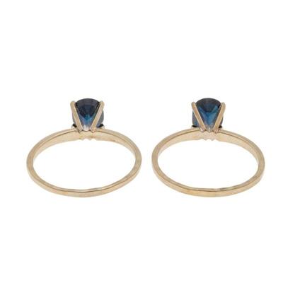 Pair of Sapphire, 14k White Gold Rings