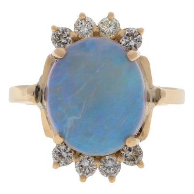 Opal, Diamond, 14k Yellow Gold Ring