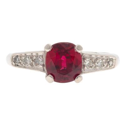 Burma Ruby, Diamond, Platinum Ring