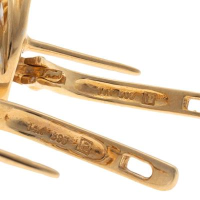 Pair of Sapphire, Diamond, 14k Yellow Gold Earrings