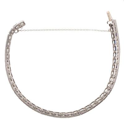 Art Deco Diamond, Synthetic Sapphire, Platinum Bracelet