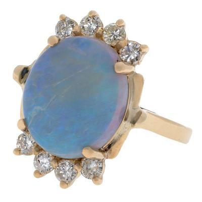 Opal, Diamond, 14k Yellow Gold Ring