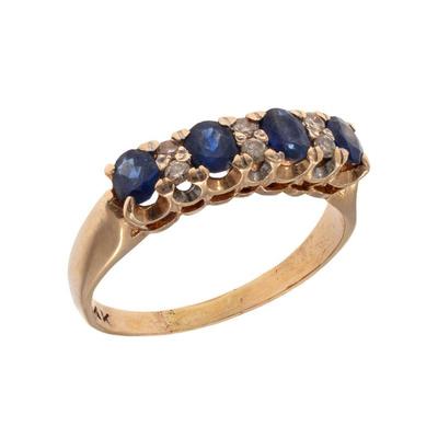 Sapphire, Diamond, 14k Yellow Gold Ring