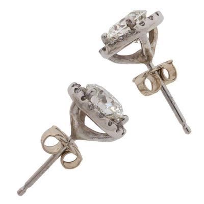 Pair of Lab Grown Diamond, 14k White Gold Earrings