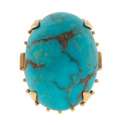 Turquoise, 18k Yellow Gold Ring
