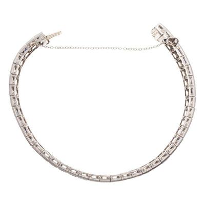 Art Deco Diamond, Synthetic Sapphire, Platinum Bracelet