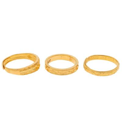 Collection of Three 24k, 22k Yellow Gold Rings