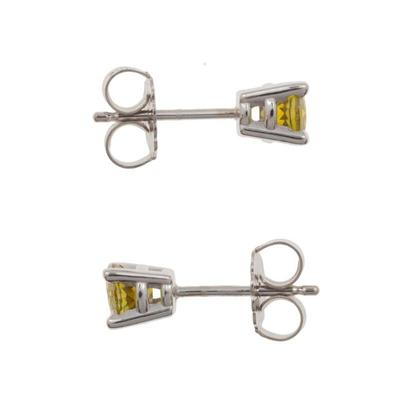 Pair of Demantoid Garnet, 14k White Gold Earrings