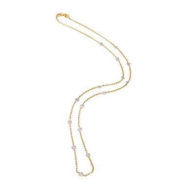 Diamond, 18k Yellow Gold Station Necklace