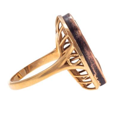 Gold-in-Quartz, 14k Yellow Gold Horseshoe Ring