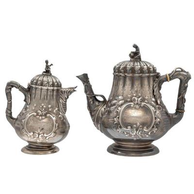 American Coin Silver Tea and Coffee Set, Pennell Family, New England