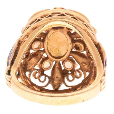 Opal, Enamel, 14k Yellow Gold Ring