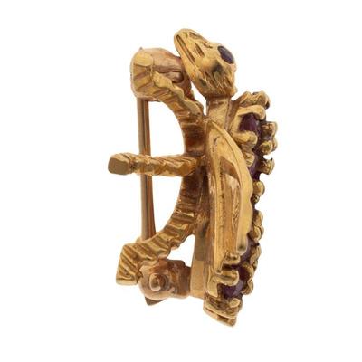 Diamond, Ruby, 18k Yellow Gold Bee Pin, Herbert Rosenthal