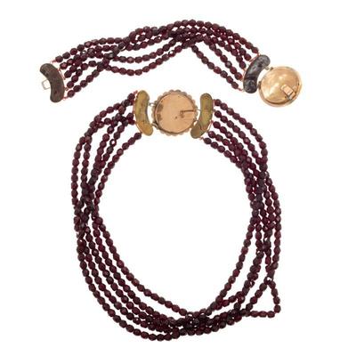 19th Century Dutch Garnet, Glass, 14k Jewelry Suite