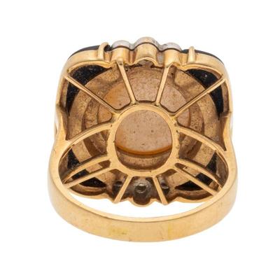 Diamond, Mabe Pearl, Onyx, 14k Yellow Gold Ring