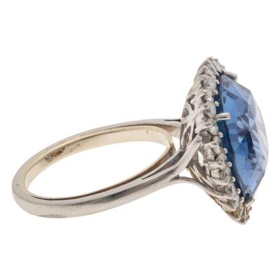 Sapphire, Diamond, Platinum Ring