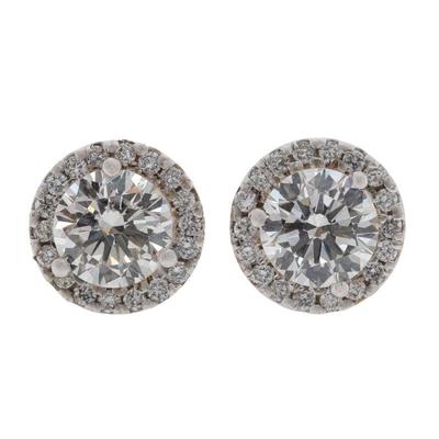 Pair of Lab Grown Diamond, 14k White Gold Earrings
