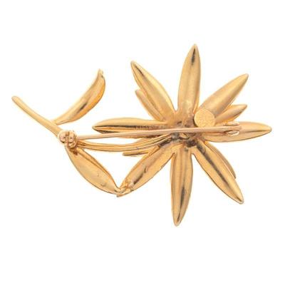 Diamond, 14k Yellow Gold Flower Pin