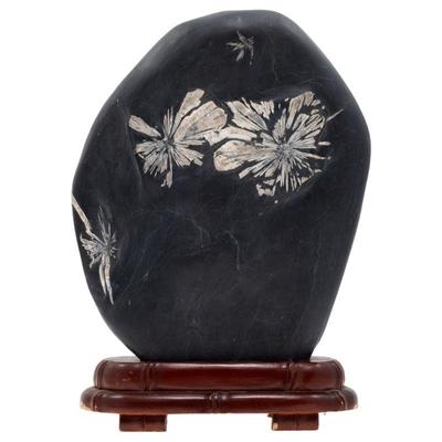 Chrysanthemum Stone with Wood Stand