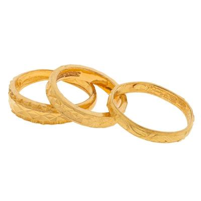 Collection of Three 24k, 22k Yellow Gold Rings