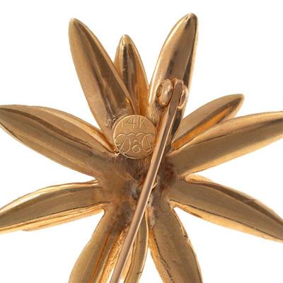 Diamond, 14k Yellow Gold Flower Pin