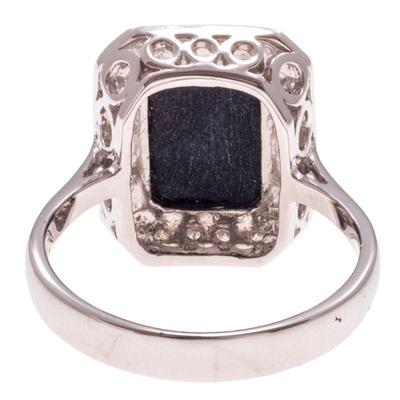 Diamond, Onyx, 18k White Gold Ring