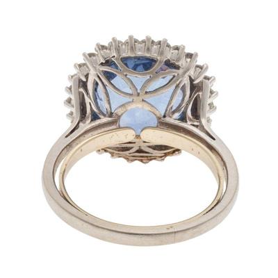Sapphire, Diamond, Platinum Ring