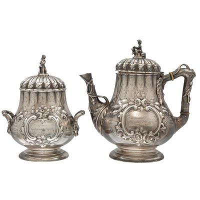 American Coin Silver Tea and Coffee Set, Pennell Family, New England