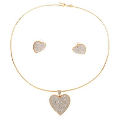 Diamond, 14k Yellow and White Gold Jewelry Suite