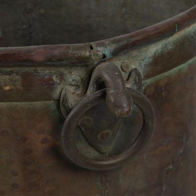 A Victorian Hammered Copper Kitchen Firewood Bucket
