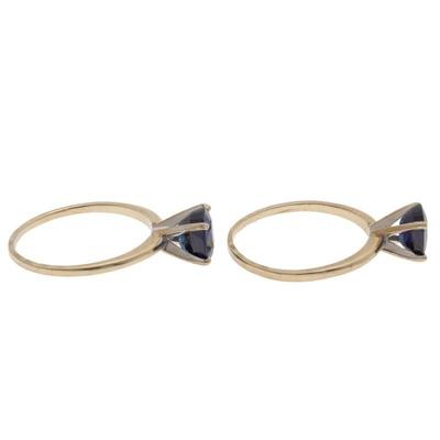 Pair of Sapphire, 14k White Gold Rings