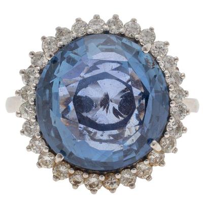 Sapphire, Diamond, Platinum Ring