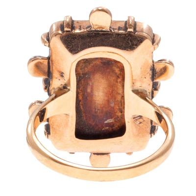 Hardstone Cameo, Seed Pearl, 14k Rose Gold Ring