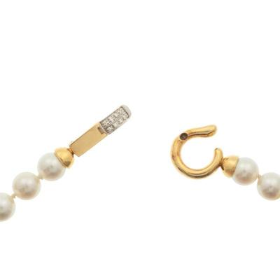 Cultured Pearl, Diamond, 18k Necklace