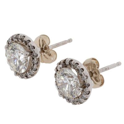Pair of Lab Grown Diamond, 14k White Gold Earrings