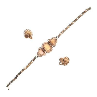 Edwardian Opal, Glass, 9k Rose Gold Jewelry Suite