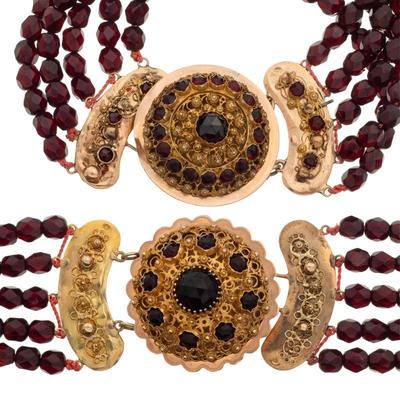 19th Century Dutch Garnet, Glass, 14k Jewelry Suite