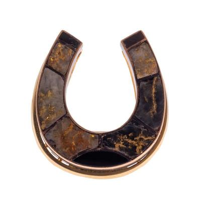 Gold-in-Quartz, 14k Yellow Gold Horseshoe Ring