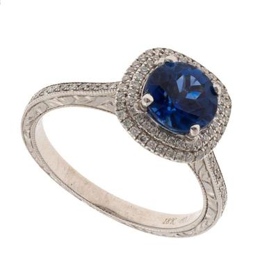 Ceylon Sapphire, Diamond, 18k White Gold Ring, Simon G.