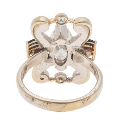 Diamond, Sapphire, 14k White Gold Ring