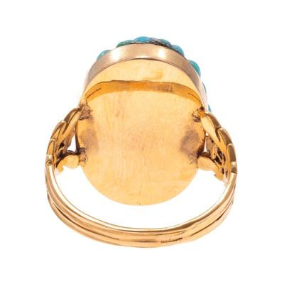 Victorian Turquoise, Seed Pearl, 15k Yellow Gold Ring