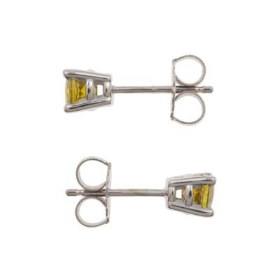 Pair of Demantoid Garnet, 14k White Gold Earrings