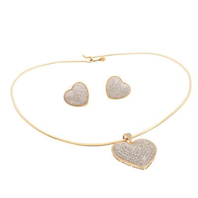 Diamond, 14k Yellow and White Gold Jewelry Suite