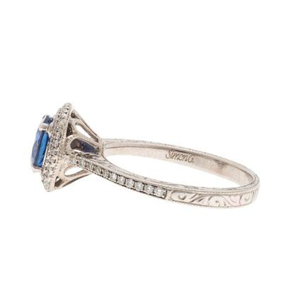 Ceylon Sapphire, Diamond, 18k White Gold Ring, Simon G.