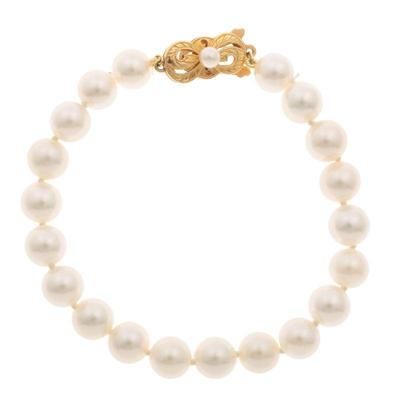 Cultured Pearl, 18k Yellow Gold Bracelet, Mikimoto
