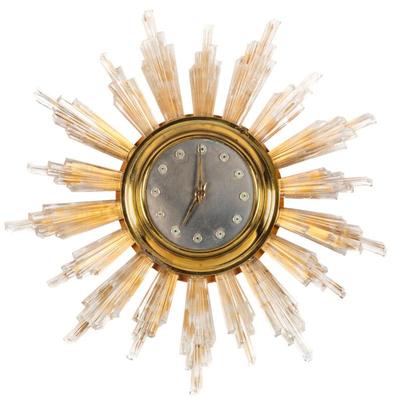 Art Deco Crystal and Brass Wall Clock