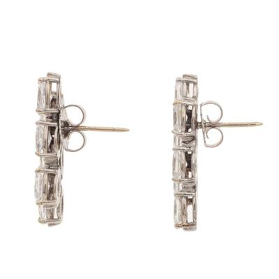 Pair of Diamond, 14k White Gold Earrings