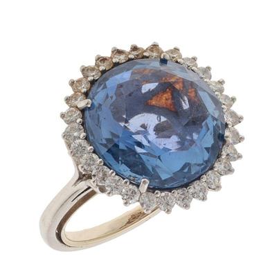 Sapphire, Diamond, Platinum Ring
