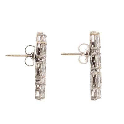 Pair of Diamond, 14k White Gold Earrings