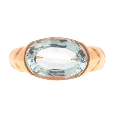 Aquamarine, 22k Rose Gold Ring